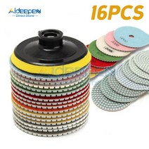 바닥연삭기 다이아몬드 연마 패드 세트 습식 건조 화강암 콘크리트 대리석 스톤 타일 뒷면 바닥 그라인더 광택기 4 인치 8 개 10 12 16, 4.16pcs