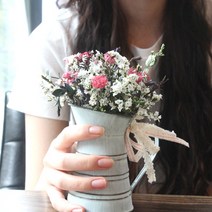 샤닝 드라이플라워 철재소품 감성선물 양철통 바스켓 철재 인테리어 빈티지 하트 러블리 깡통 틴소품, 핑크