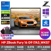 HP 워크스테이션 노트북 ZBook Fury 16 G9 i7A3_WKS7 RTX A3000 12세대i7 NVMe6.5TB 64GB WIN10Pro WUXGA 16형, 실버, 코어i7, 6656GB, WIN10 Pro