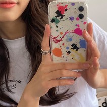페인팅 페인트 물감 튄 패턴 마블 아이폰 투명 젤리 케이스