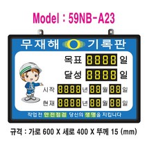 무재해기록판(넘버링 돌출형) 모델 59NB-A23 (수동식 숫자 돌림판) 규격 : 가로600X세로400X뚜께15(mm), 알루미늄