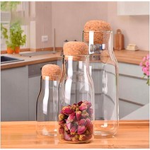 코르크마개 밀폐 내열유리 우유병 보틀 물병, 중
