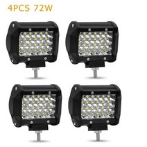 자동차 LED 라이트 바 Offroad 4x4 스포트 안개 램프 12V 24V 다이오드 헤드 트럭 농장 트랙터 보트 SUV ATV 바/작업 표시 등, 72W 4PCS