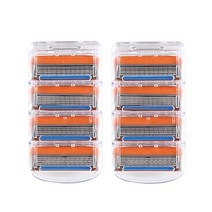 질레트 호환 마하3 퓨전 프로글라이드 3중 5중 원터치 면도기 면도날, 질레트 호환 퓨전 5중 면도날 2팩(8입)