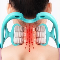 1+1 주무르 시원 넥 목마사지기 6볼 림프마사지볼 경추안마기 지압기, 경추안마기(블루1+1)