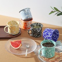 스플레쉬 법랑 머그 350ml 에나멜 캠핑 마블 머그컵, 블랙