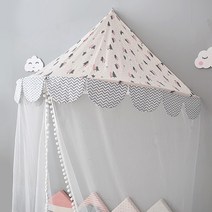 아기방꾸미기 북유럽풍 어린이 텐트 놀이방 방 벽걸이 아기 모기장 침대 머리장식 독서코너 캐노피, 핑크숲 1.1m+망사