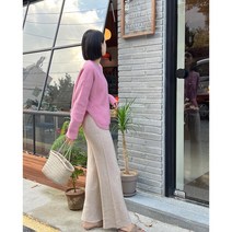 쩡구리마켓 옆트임 라운드 도톰 슬릿 골지니트 핑크 아이보리