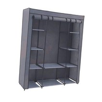 조립 원룸 간이 옷장 걸이 레일이있는 부직포 셔츠 의류 신발 완구 용 독립형 휴대용, [01] 파란