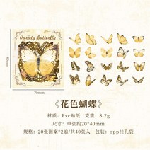 다채로운 나비 레트로 아트 핸드북 스크랩북 DIY 장식 벽 애완 동물 스티커 앨범 노트북 스티커 40 개, Ins-B