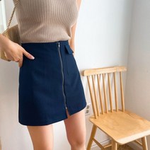 베이시코 / 앞지퍼 얇은 데님스커트