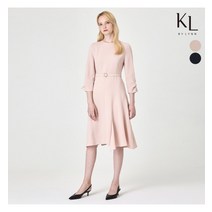 KL KL 라운드넥 솔리드 플레어 원피스