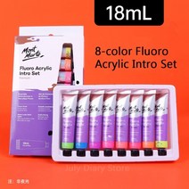 페브릭 물감 의류용 펜 mont marte 8 color acrylic paint set perfect for canvas wood fabric leather 판지 종이 mdf, 18ml 불소 세트