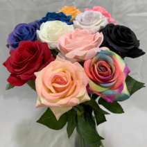 장미 조화 모음 11color 로즈 꽃 인테리어 소품 튤립 파란 레드 흑 화이트 장식, 10.화이트 퍼플 로즈