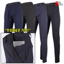 더빅보스 WD G4 체크 허리밴딩 봄가을 남자 골프웨어 중년 신사