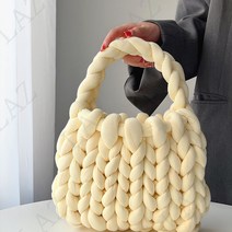 Laz DIY 재료 가방만들기 핸드메이드백 메신저백 아이슬란드 굵은털실가방, 크림