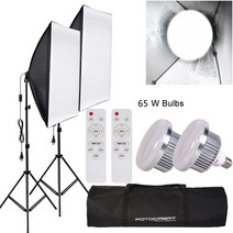 스튜디오 조명 반사판 사진 소프트 박스 키트 사진 촬영 장비 용 전구 이있는 전문 연속, 65w 더블 세트