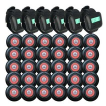 무선 레스토랑 호출 시스템 6 시계 수신기 배터리 테이블 업소용 요양원 차임 도어벨 호출기, Black