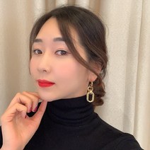 빅사이즈 볼드 링크 체인 투링 더블링 큰 드롭 귀걸이 인스타 이어링
