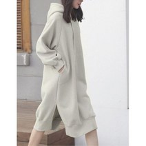 오버핏 특이한 디자인 옆트임 사이드포켓 기모후드 겨울 박스형 케주얼 롱원피스