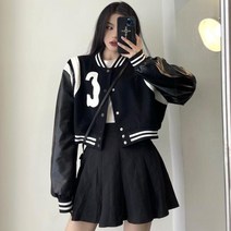 CUTE QUEEN 스위트 쿨링 야구복 여 봄 가을 인스 트렌드 루즈핏 레터링 자수 쇼트 코트
