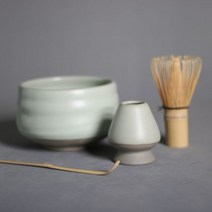 세트 말차 차시 격불 차선 말차다구 말차솔 일본식 털 브러시 수백 리 송 왕조 차 포인트 도구 그릇 스탠드 다이얼 교반 대나무, 4종 세트(연두색)