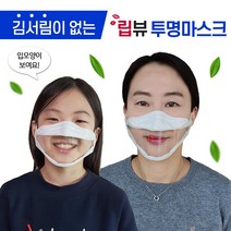 김서림 없는 투명 마스크 강의용 방송용 입보이는 립뷰 마스크, 중형, 1매