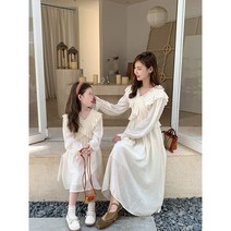 엄마와딸 패밀리룩 레이스 브이넥 프릴 원피스
