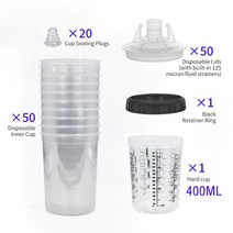 후끼 페인트 에어리스 스프레이건 165ml400ml600ml800ml 스프레이 건 페인트 탱크 페인트 스프레이 건 믹싱 컵 깨끗한 일회용 측정 컵 유형 ho 퀵 컵 뿜칠 후키, 400cc 50개