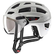자전거 헬멧 uvex 피날레 바이저 바이저가 있는 led 조명 독일산, 모래/흰색 매트, 52-57cm