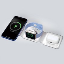 맥세이프 3in1 폴더블 무선충전기 접이식 아이폰 에어팟 애플워치 휴대용 여행용, 맥세이프 3in1 폴더블 무선충전기 1개