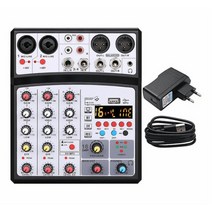 디제잉장비 휴믹서 오오 DJ 콘솔 4 채널 사운드 카드 USB 48V 팬텀 전원 PC 녹음 노래 웹 캐스 파티, 흰색 유플러그