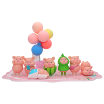 러키라이프 귀여운 아기 돼지 차량용 인테리어 인형 7종세트, 아기 돼지 7종 세트+패드+풍선