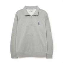 베이직 스몰로고 하프집업 오버핏 맨투맨 BOS Melange Grey