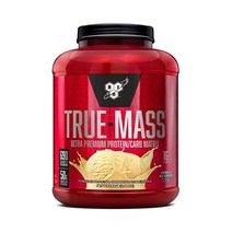 단백질 프로틴 BSN TRUE-MASS 체중 증가기 근육량 증가기 분말 딸기 밀크쉐이크 5.82 파운드, 바닐라 아이스크림, 16인분(1팩)