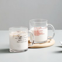 감성 레터링 내열유리 머그컵 밀크글라스 홈카페 유리 컵, 블랙