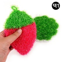 항균 속건 광택청소 아크릴사 수세미 부엌 깔끔 주방, 딸기