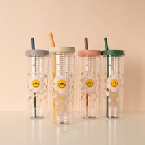 컬러체인지 빨대 차망 텀블러 티백거름망과 분리형 빨대 850ml대용량, 핑크