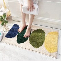 구디푸디 북유럽 욕실 푹신한 발매트 현관러그 주방매트, 화이트레몬