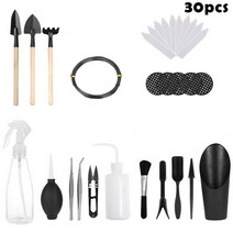 실내 미니어처 정원 및 식물 관리에 적합한 독특한 다육 도구 세트 30 개, 03 Black