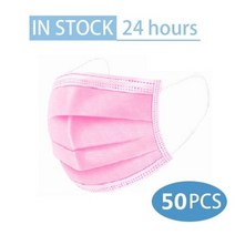입 마스크 3 레이어 안티-먼지 일회용 마스카라 10 50 100 Pcs 비 짠 Meltblown 헝겊 탄성 귀 루프 얼굴, 50pcs Pink