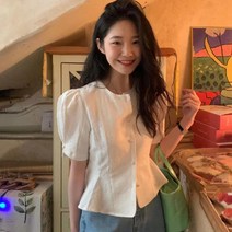 [플레르] 퍼프 filln 하프 블라우스
