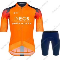 2023 사이클링 저지 Ineos Grenadier 팀 세트 남성용 레드 오렌지 의류 자전거 셔츠 정장 빕 반바지 MTB 웨어 Maillot Ropa 싸이클, 4XL, 1