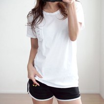 [미씨룩] 구멍 포켓 워싱 여성 반팔티 여성티셔츠 라운드티 흰색티 면티 기본티 워싱티 여성티 박스티 루즈핏티 여성의류 이너티 여성옷 봄티셔츠 여름티 여름반팔티 반팔면티 흰색면티