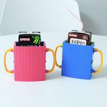 유아 어린이 쥬스 컵 손잡이 우유팩 홀더, 블루