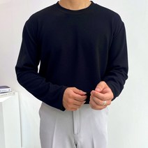 남녀공용 링클프리 오버핏 무지 기모 긴팔 티셔츠 빅사이즈 (1592-1)
