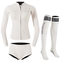네오플랜 웻수트 원피스 잠수복 세트 2mm 네오프렌 하이 스트레치, 하얀, XL, 10 Wetsuit pants socks