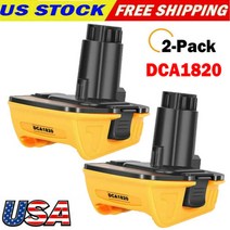 디월트 배터리 리튬 이온 도구 변환기 용 4x 18V ~ 20V 최대 DCA1820 어댑터, 2 Pack Yellow