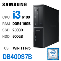 삼성중고컴퓨터 DB400S7B 인텔 6세대 core-i3 가성비 사무용컴퓨터 윈도우11설치, i3-6100, 16GB, 256GB+500GB