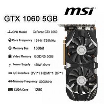 컴퓨터 그래픽카드 비디오카드 노트북MSI 그래픽 카드 GeForce GTX 1060 3G 5G 6G 게임용 NVIDIA GDDR5 6, 02 GTX 1060 5G